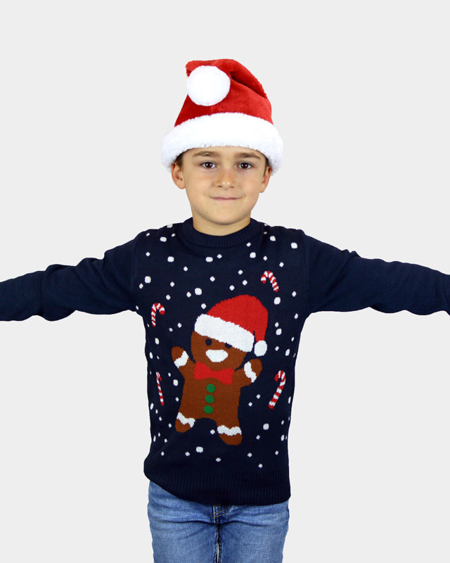 Gingerbread Maglione Natalizio per Bambini Blu