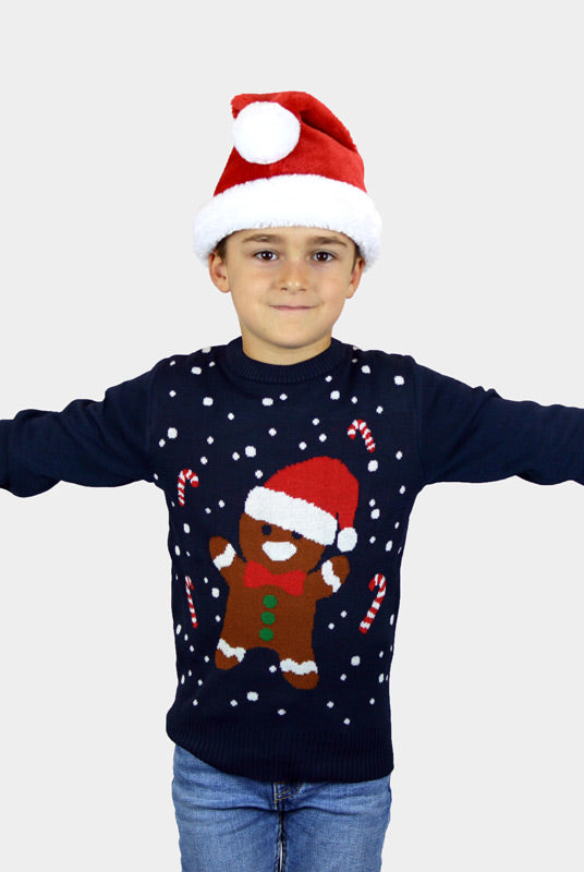Gingerbread Maglione Natalizio per Bambini Blu