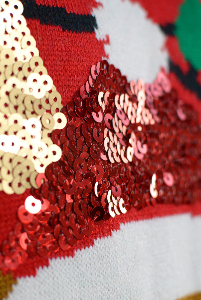 Maglione Natalizio Paillettes Bambini Luci LED Renna Brillante