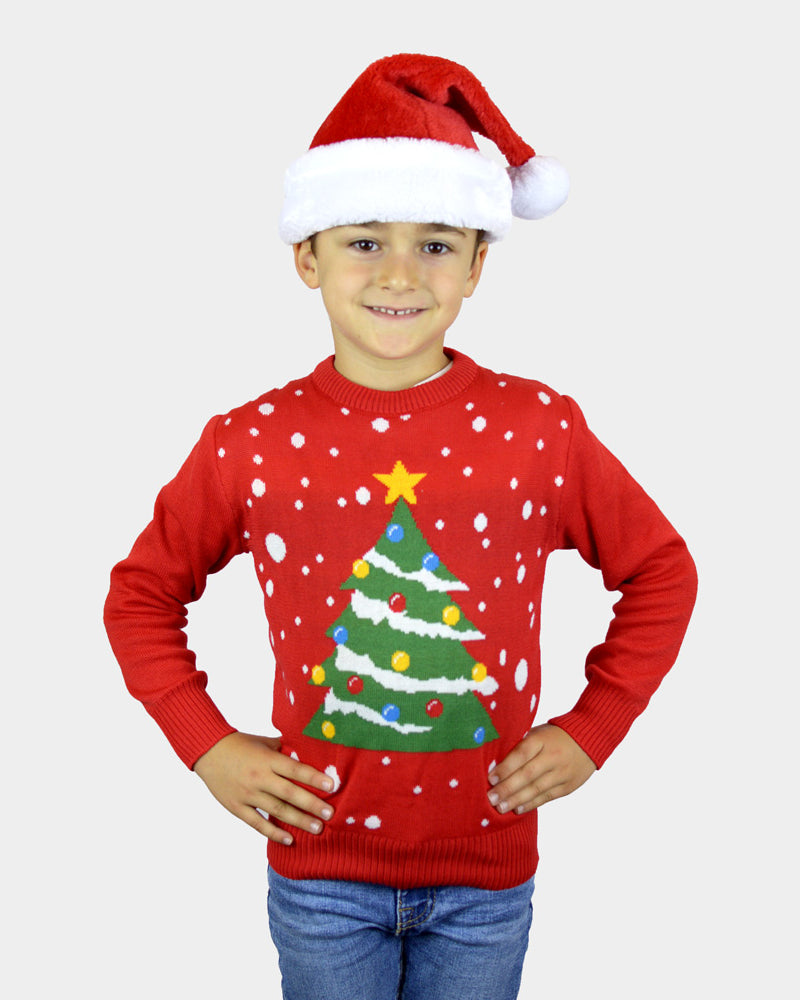 Rosso Albero di Natale Maglione Natalizio per Bambini