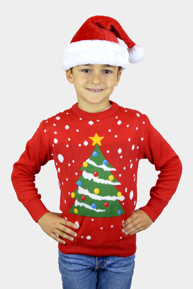 Rosso Albero di Natale Maglione Natalizio per Bambini