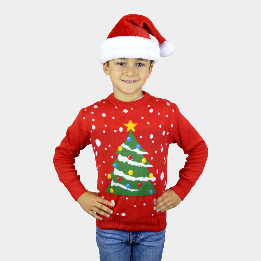 Rosso Albero di Natale Maglione Natalizio per Bambini
