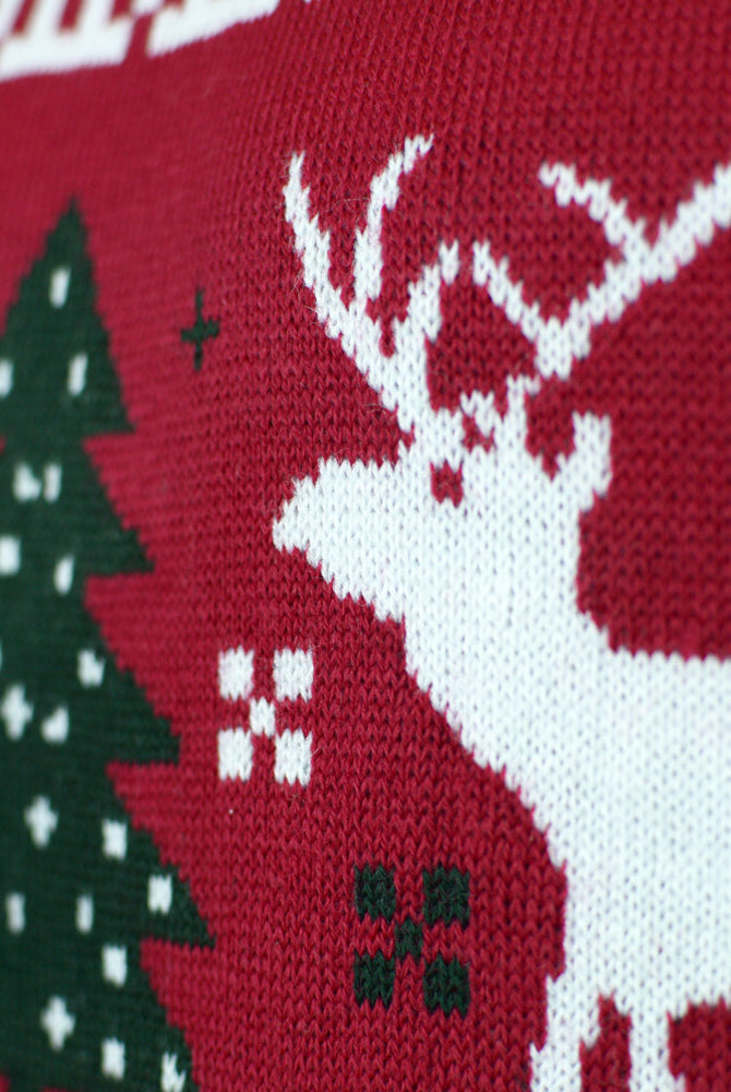 Alberi di Natale e Renne Maglione Natalizio Bambini Rosso