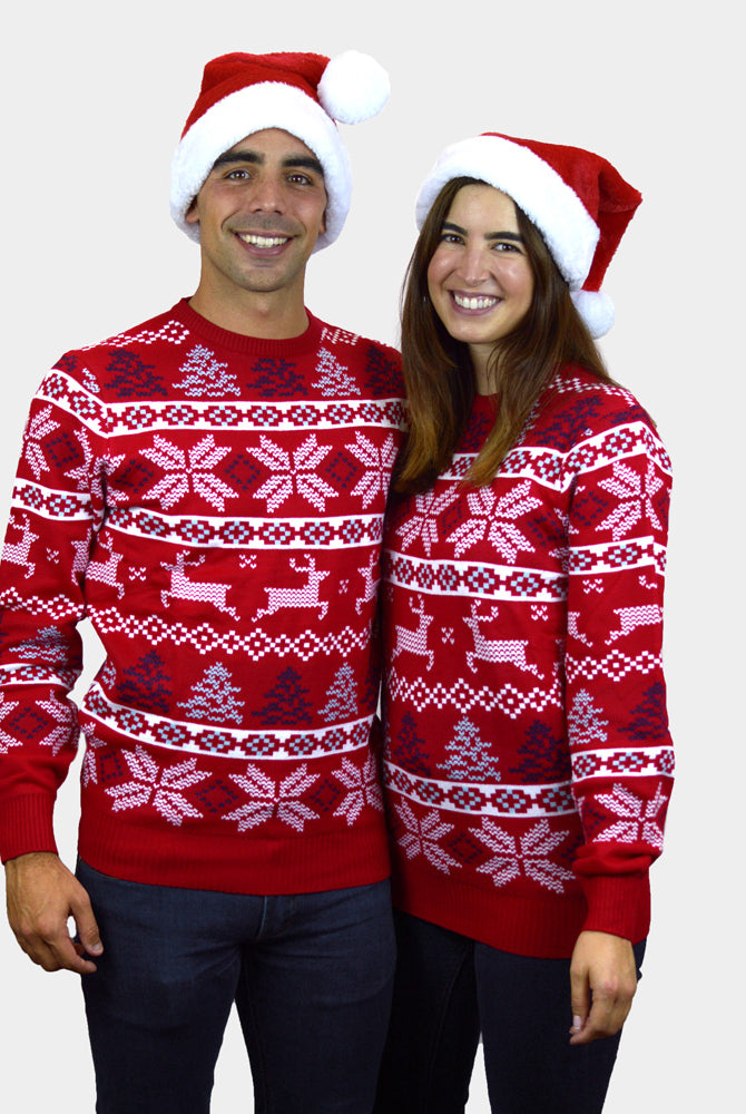Maglione Natalizio Bambini Rosso Donna e Uomo Classico Stelle Polari