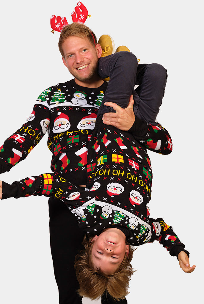 Maglione Natalizio per Bambini Uomo Cotone Biologico Babbo Natale Regali Pupazzi di Neve