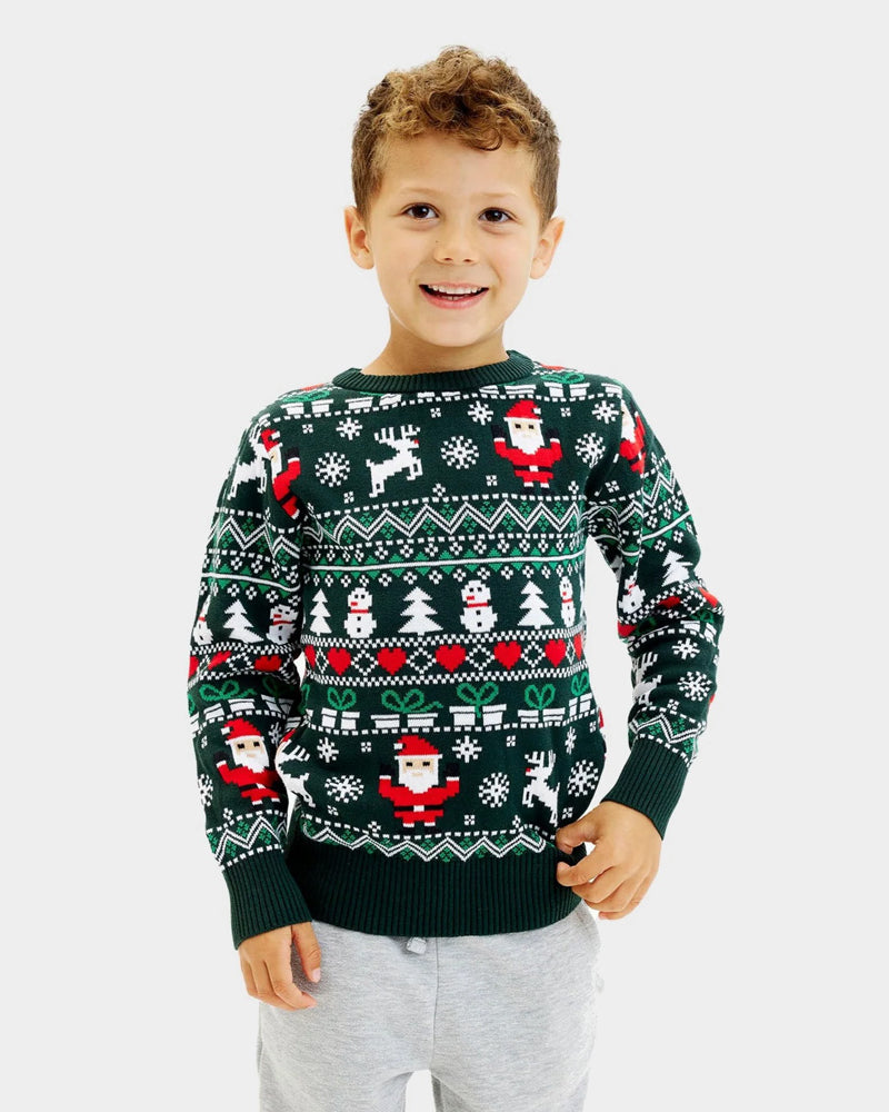 Maglione Natalizio per Bambini Verde in Cotone Biologico Jolly Christmas
