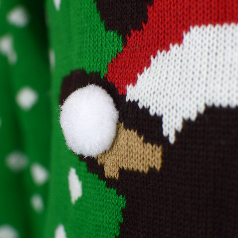 Renna con Cappello in 3D Maglione Natalizio per Bambini Verde