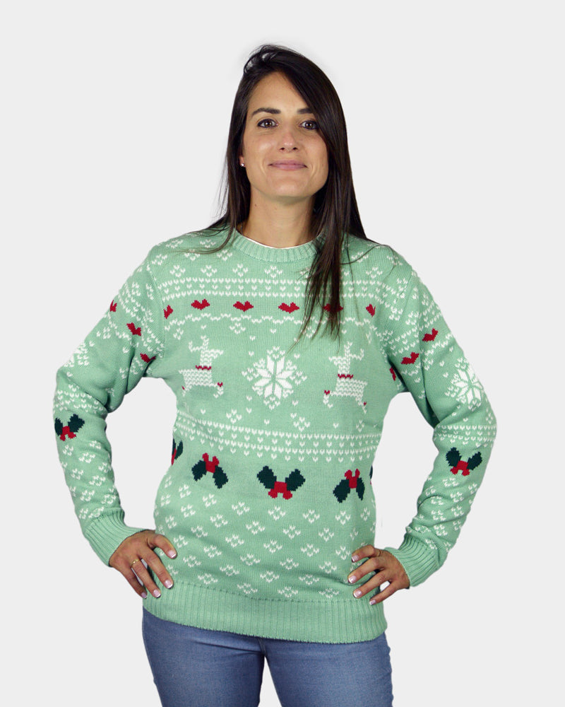 Maglione Natalizio Bambini Donna Verde Sweet Christmas