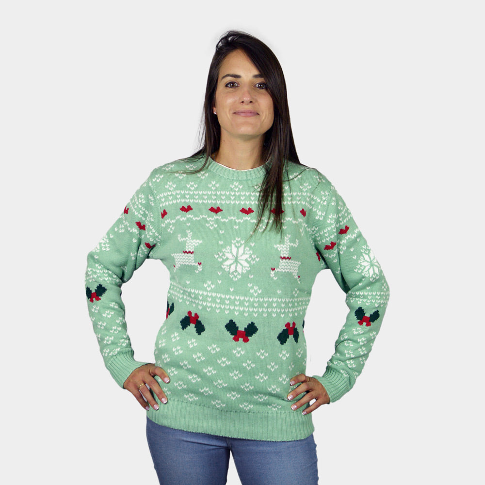 Maglione Natalizio Bambini Donna Verde Sweet Christmas