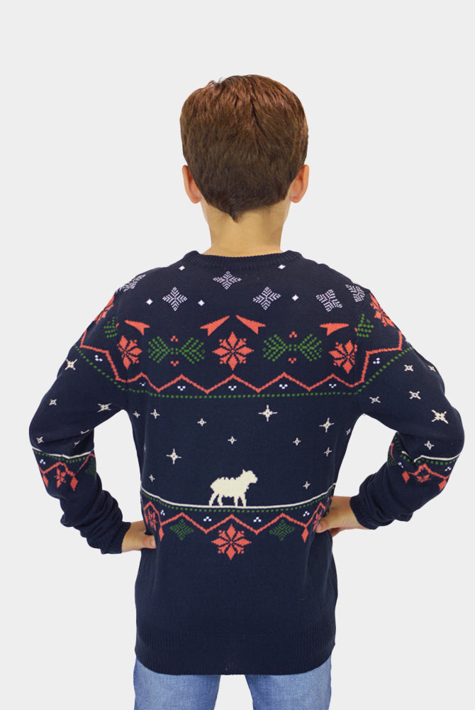 Maglione Natalizio da Bambino Blu Nativity