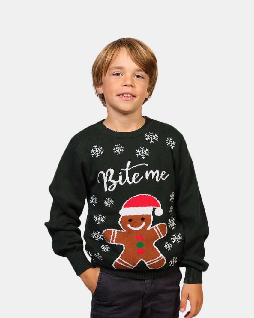 Maglione Natalizio Bite Me Pan di Zenzero Bambini