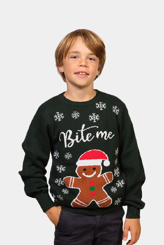 Maglione Natalizio Bite Me Pan di Zenzero Bambini