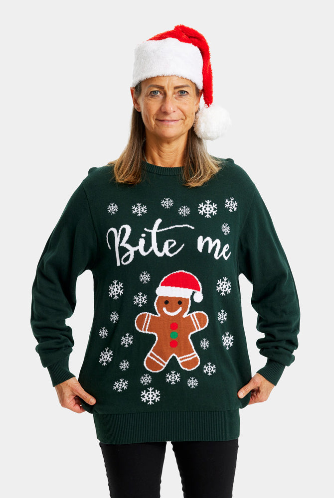 Maglione Natalizio Bite Me Pan di Zenzero Donna