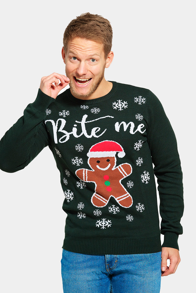 Maglione Natalizio Bite Me Pan di Zenzero Uomo