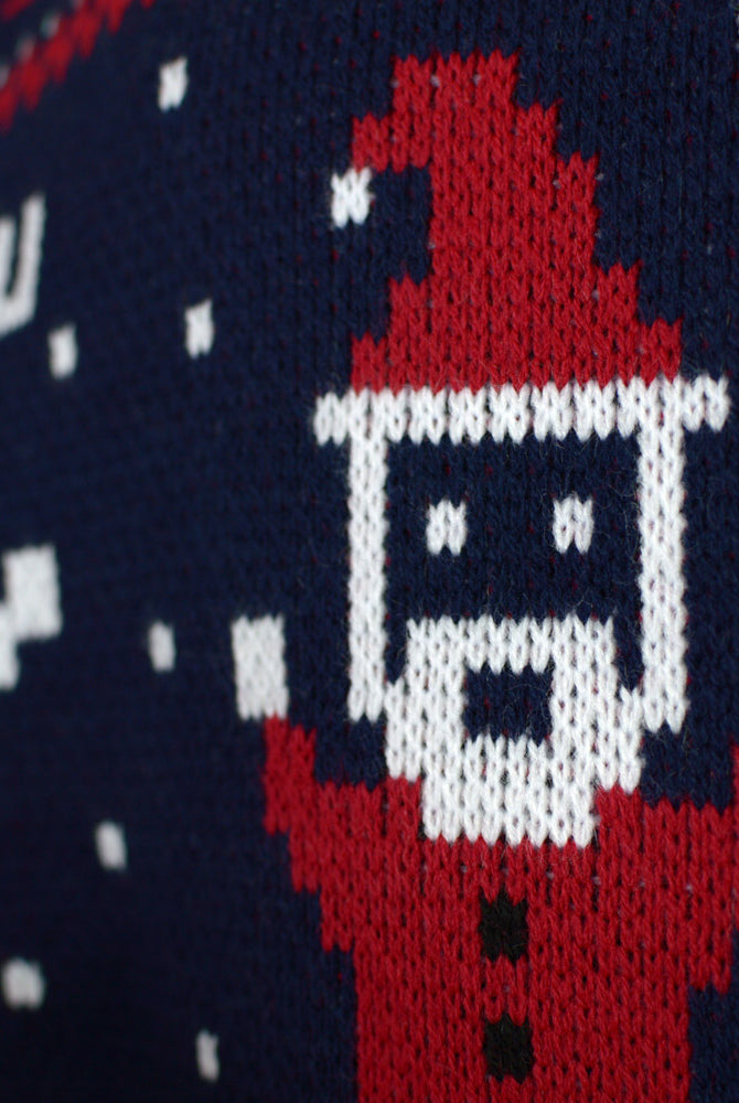 Maglione Natalizio Blu Merry Christmas Babbo Natale