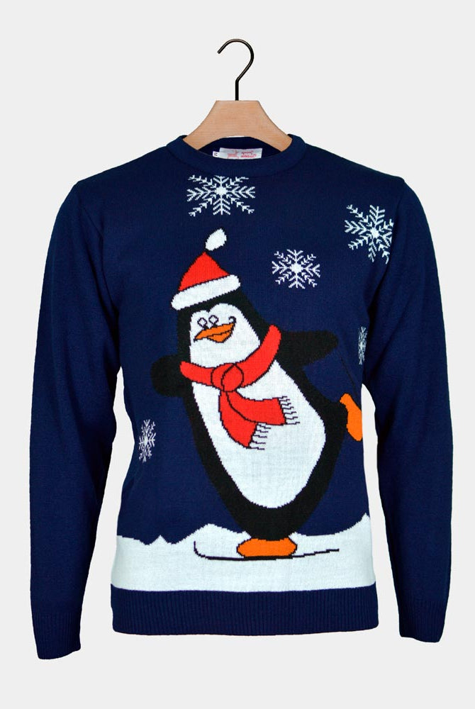 Maglione Natalizio Blu Navy con Pinguino
