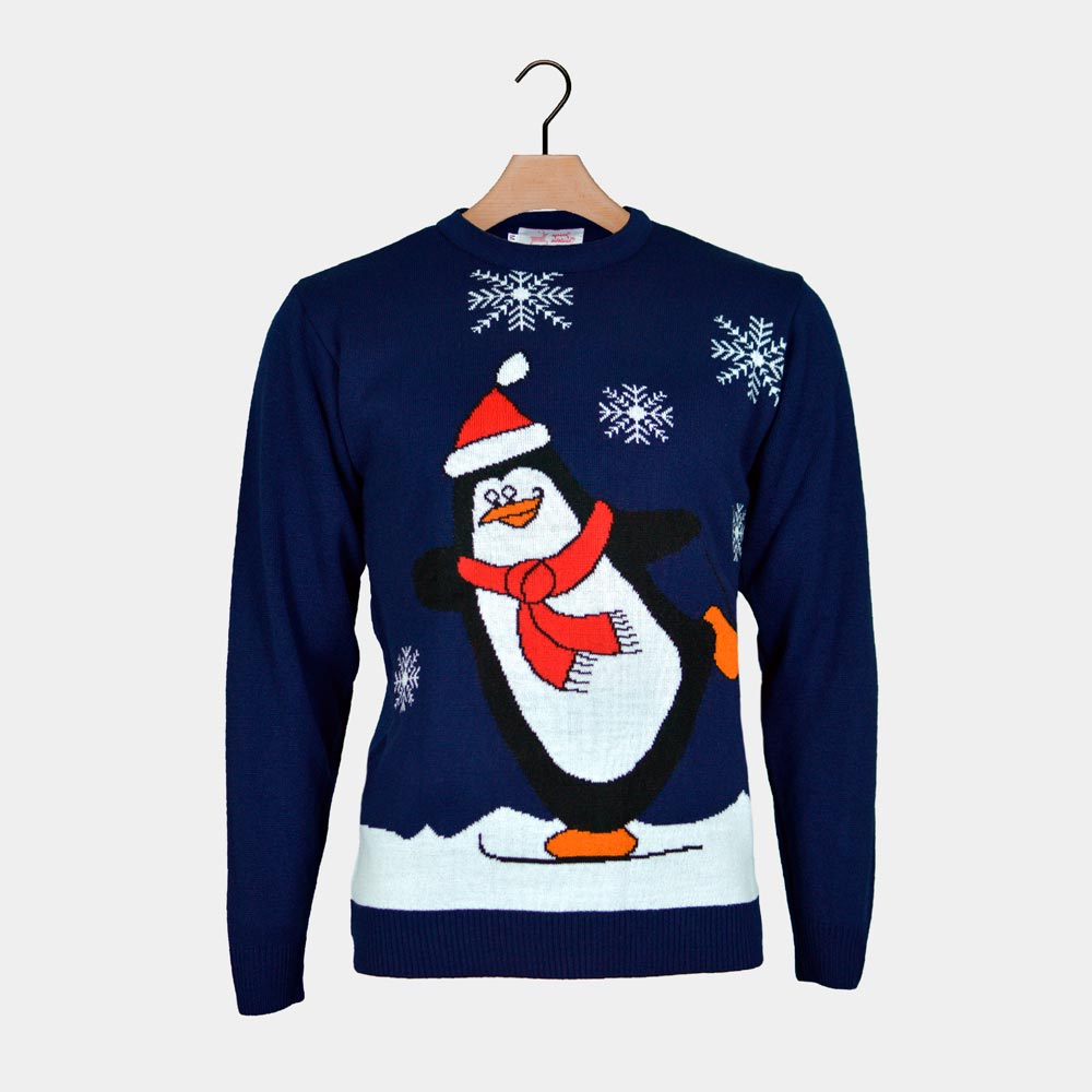 Maglione Natalizio Blu Navy con Pinguino