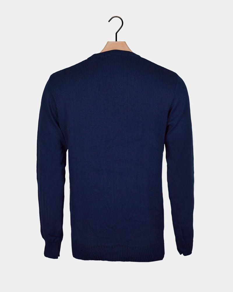 Maglione Natalizio blu Pupazzo di Neve sulla Slitta