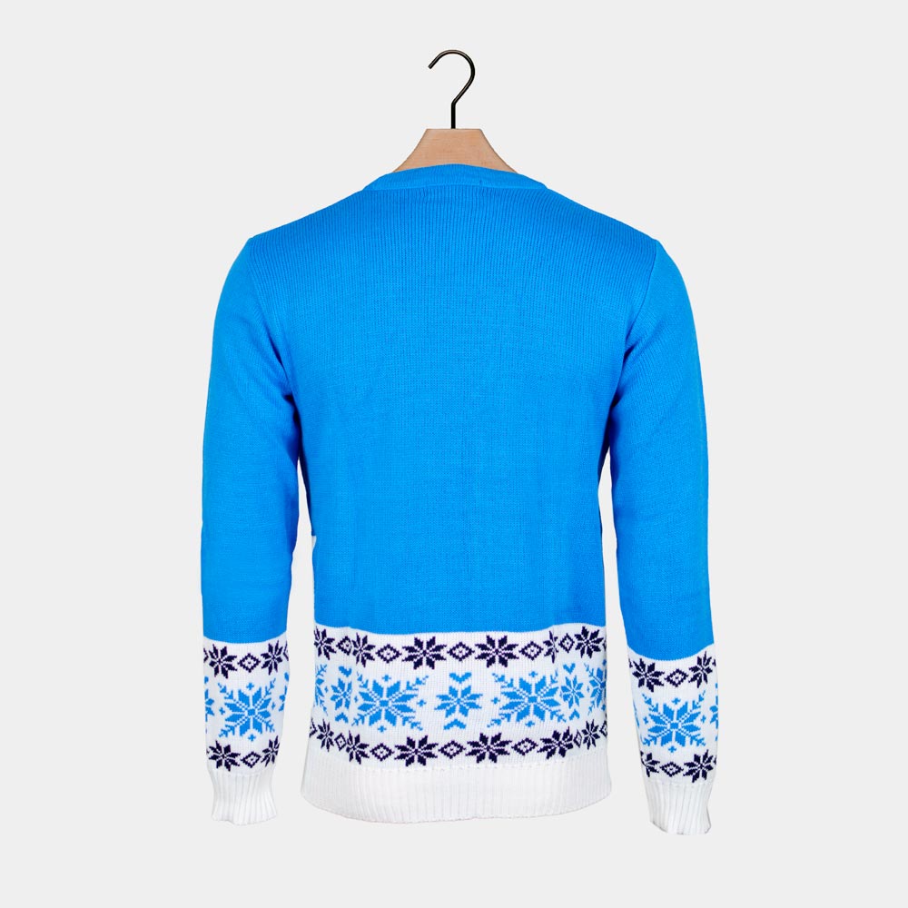Maglione Natalizio Blu con Renna che Pattina