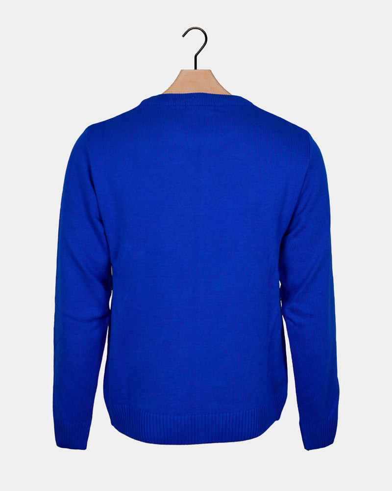 Maglione Natalizio Blu Renna Sorridente