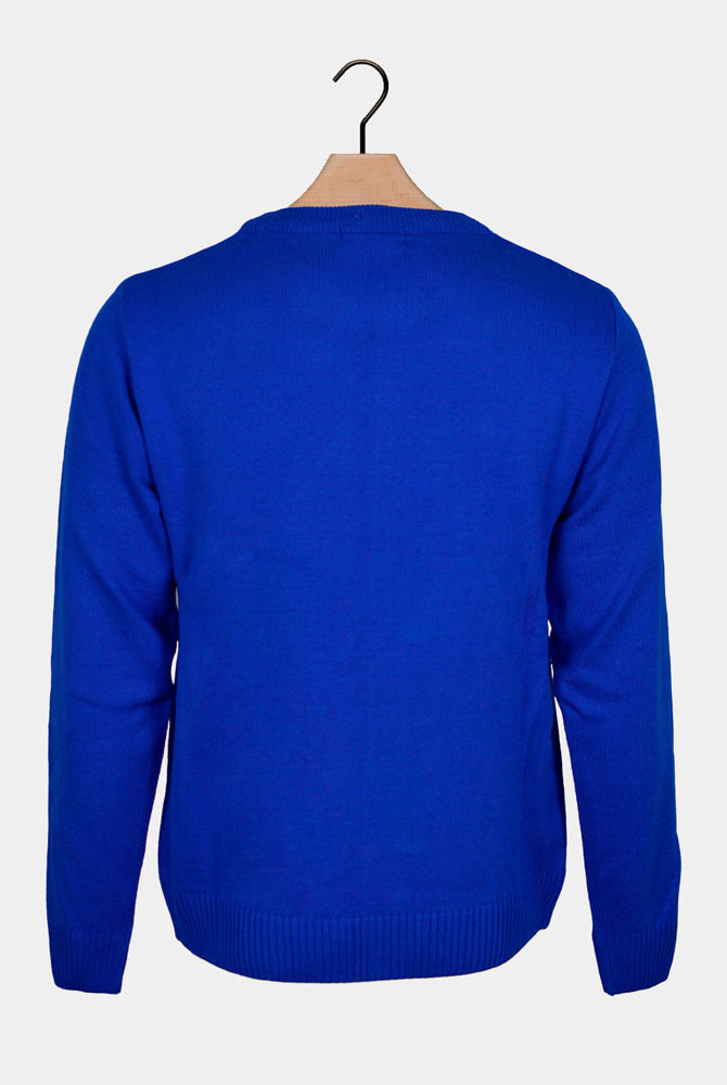 Maglione Natalizio Blu Renna Sorridente