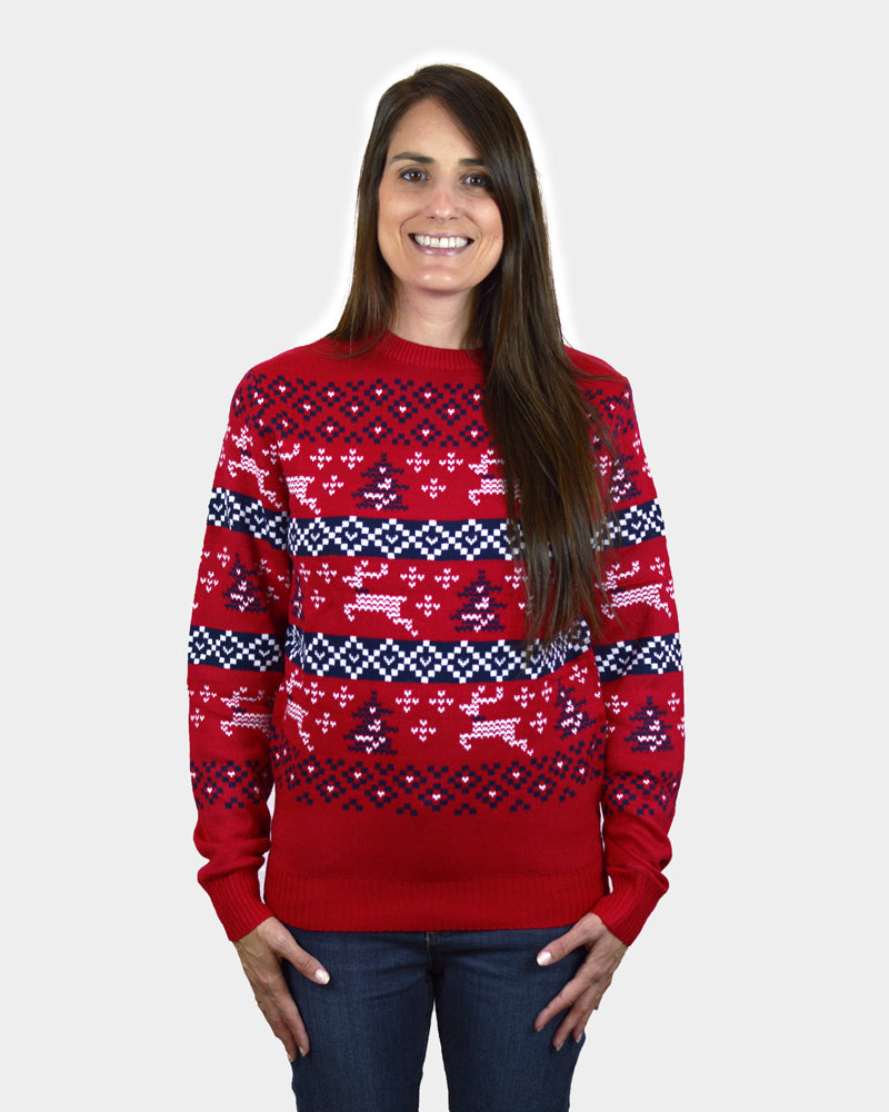 Maglione Natalizio da Donna Rosso Canada