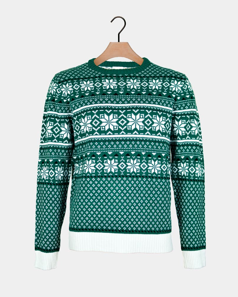 Maglione Natalizio Donna Classico Verde e Bianco Elegante