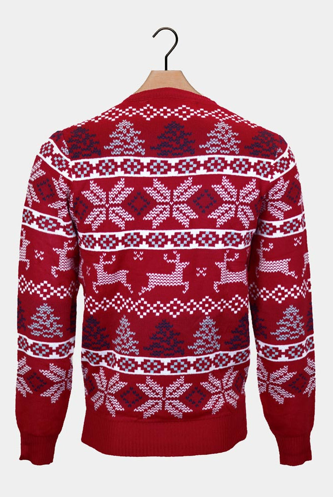 Maglione Natalizio Classico Stelle Polari Rosso
