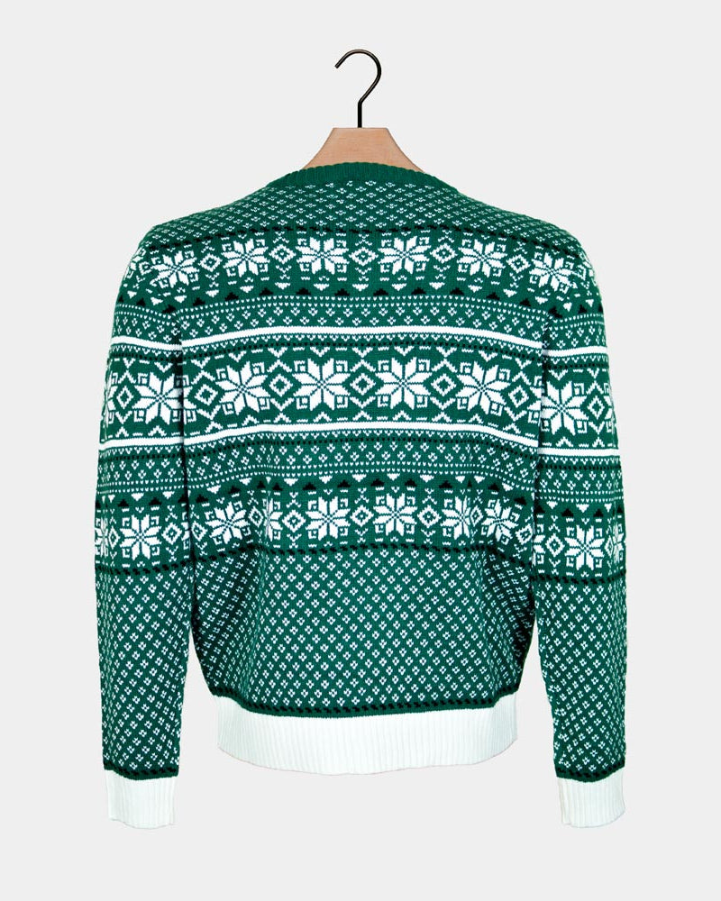 Maglione Natalizio Elegante Donna Classico Verde e Bianco