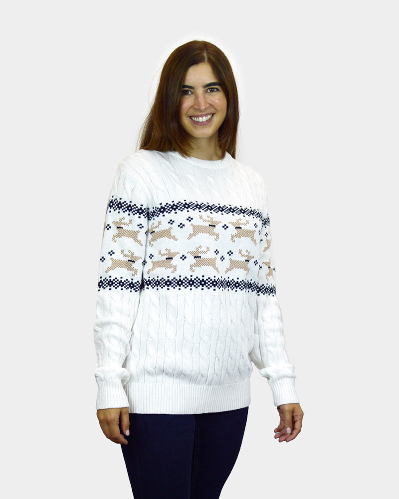 Maglione Natalizio di Coppia Bianco Elegante Alaska donna