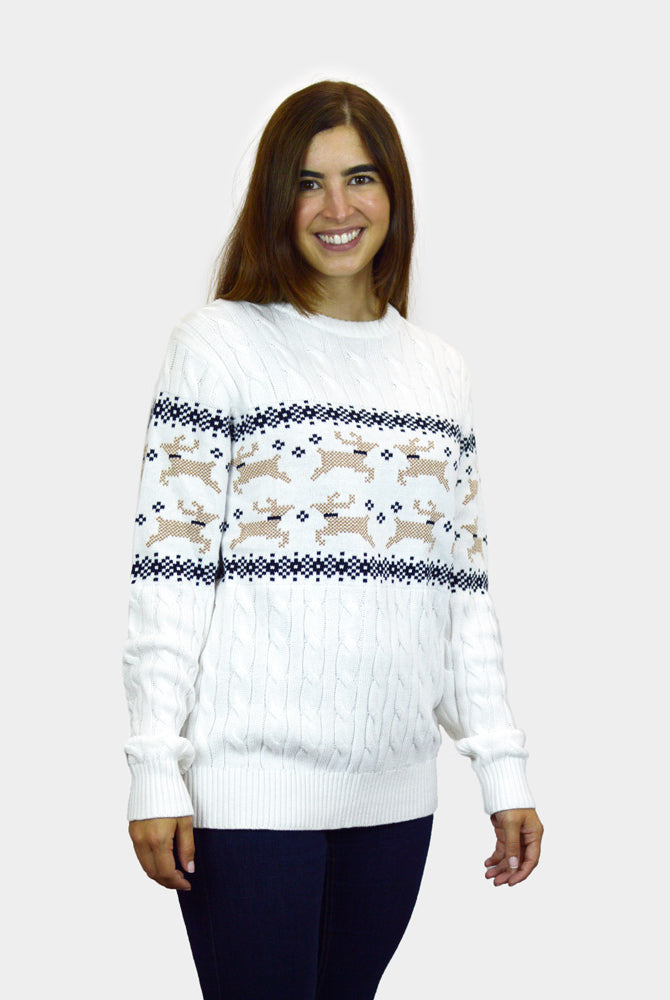 Maglione Natalizio di Coppia Bianco Elegante Alaska donna