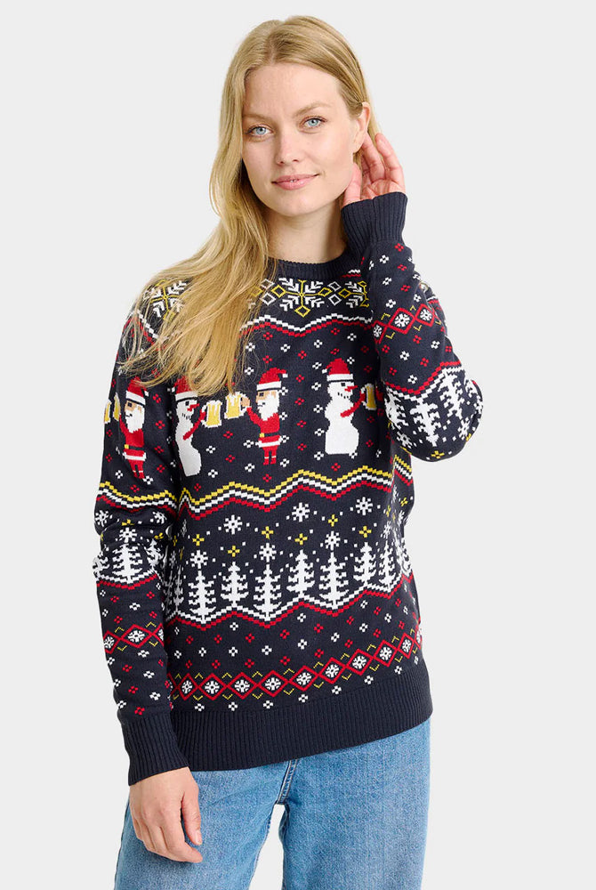 Maglione Natalizio di Coppia Cheers Santa Donna