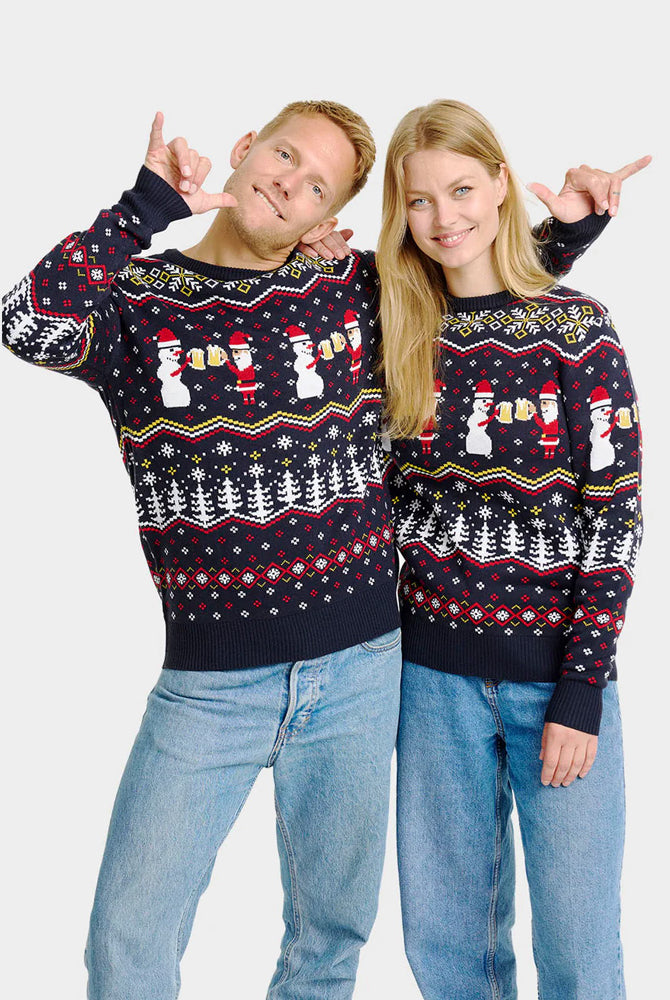 Maglione Natalizio di Coppia Cheers Santa