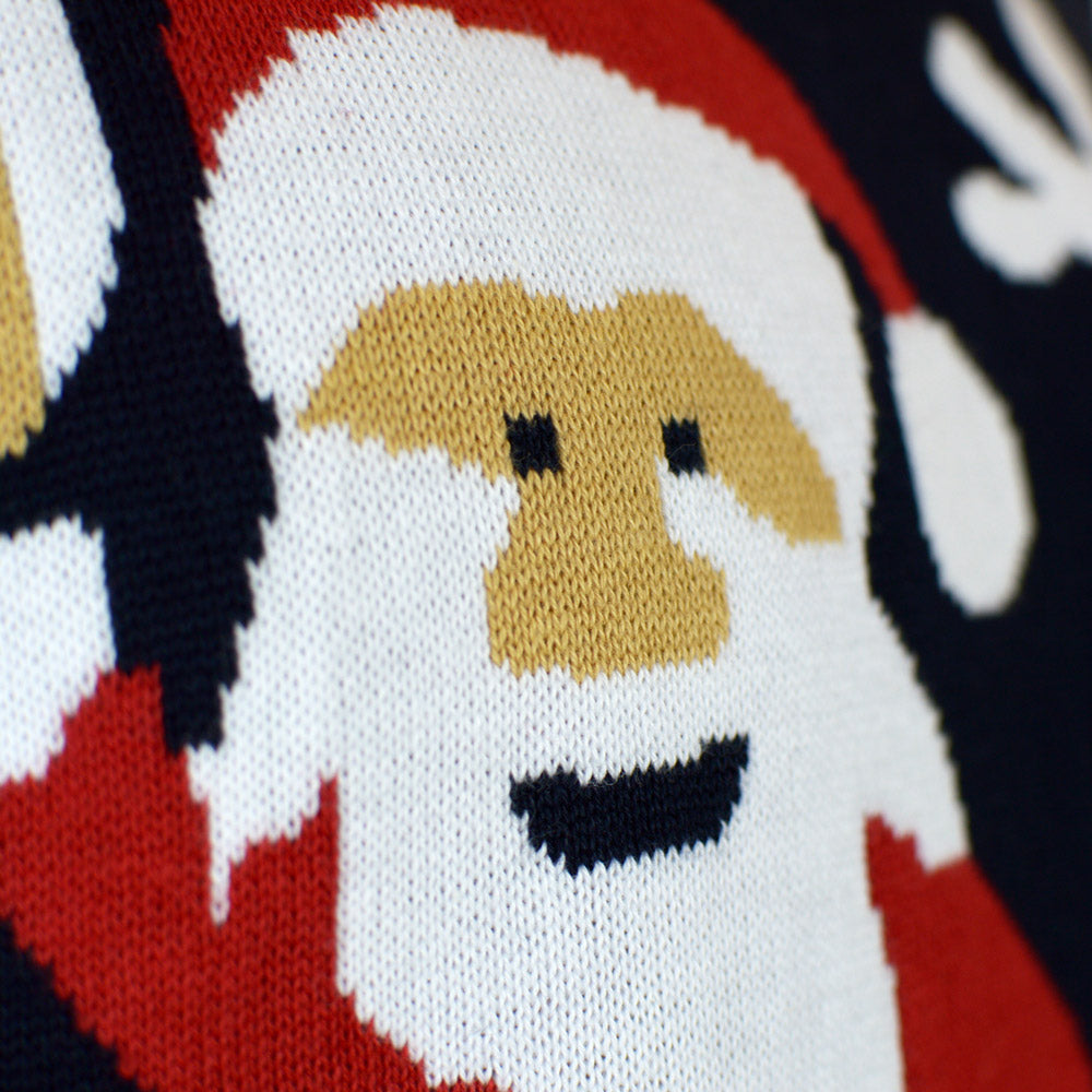 Maglione Natalizio di Coppia Cotone Biologico Blu Babbo Natale Rudolph Renna