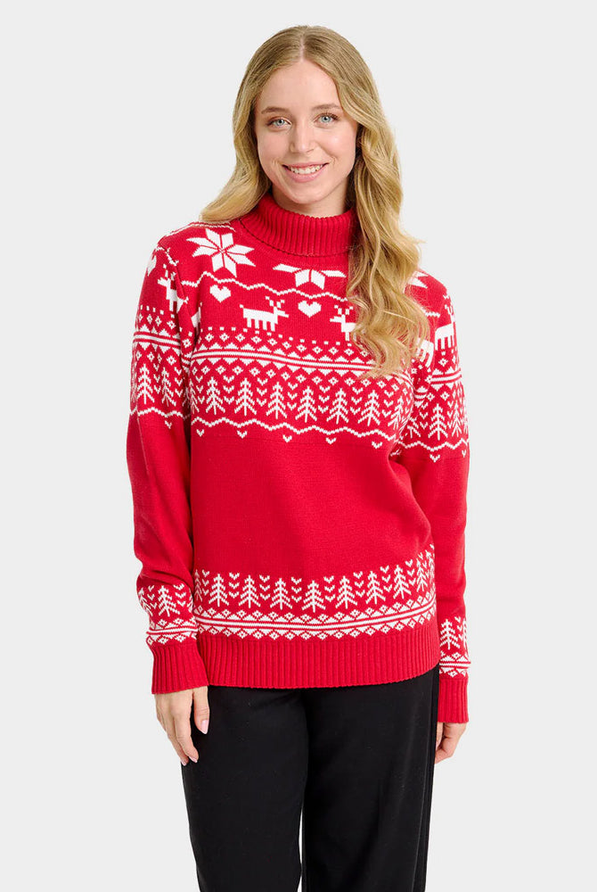 Maglione Natalizio di Coppia in Cotone Biologico a Collo Alto Greenlandish Donna