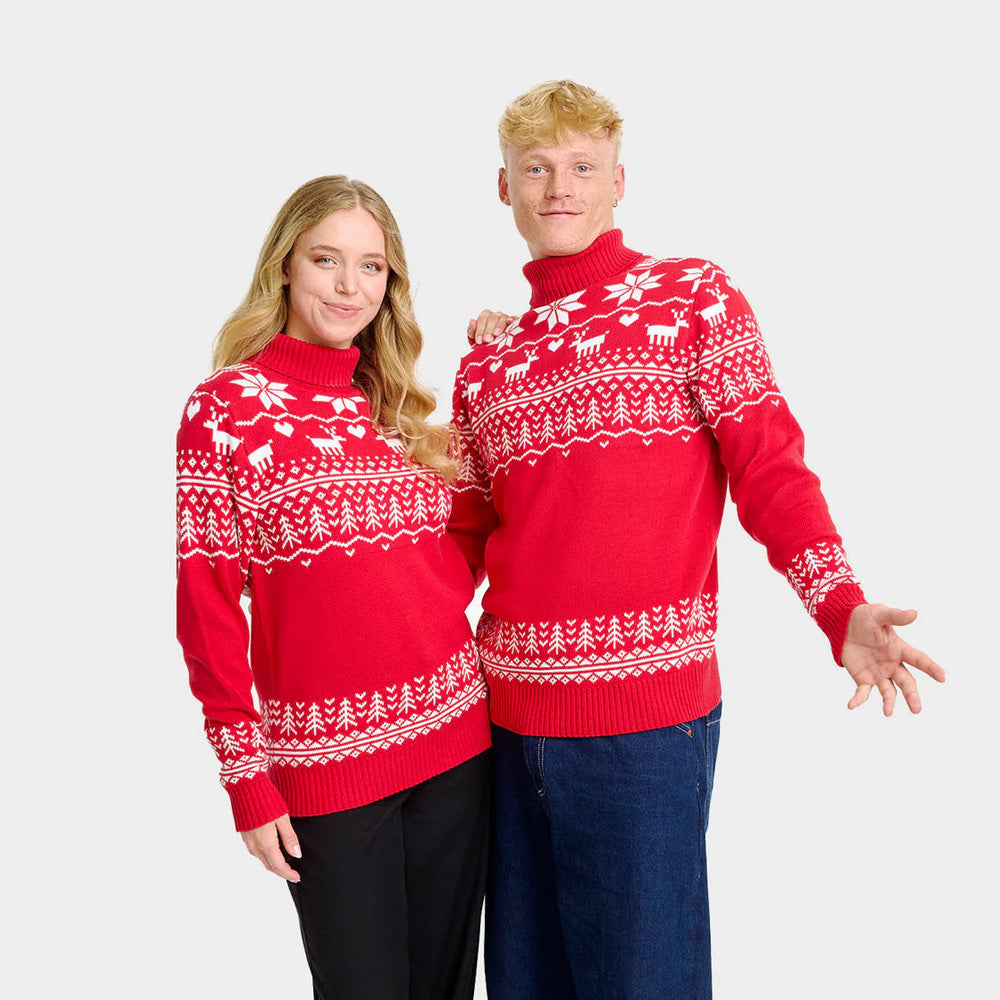 Maglione Natalizio di Coppia in Cotone Biologico a Collo Alto Greenlandish