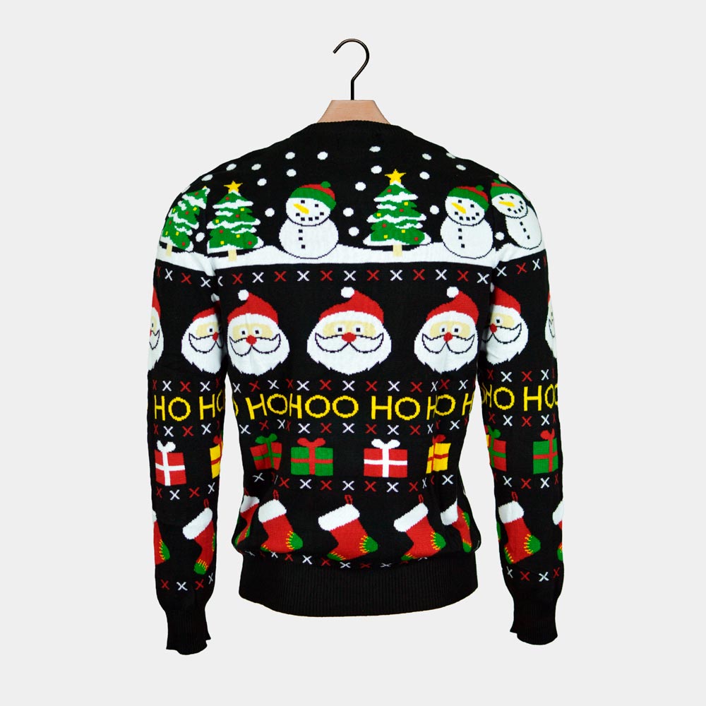 Maglione Natalizio di Coppia in Cotone Biologico Babbo Natale, Regali e Pupazzi di Neve