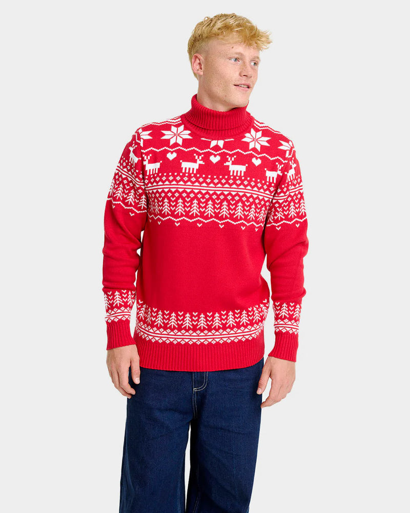 Maglione Natalizio di Coppia in Cotone a Collo Alto Greenlandish Biologico