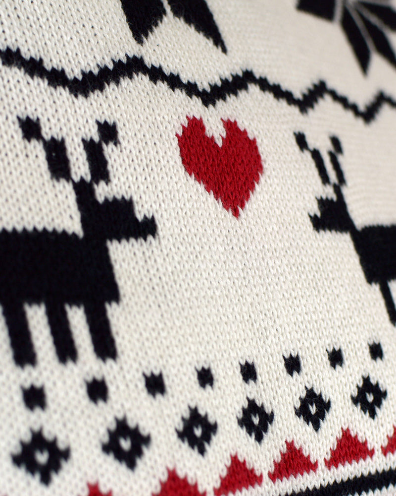 Maglione Natalizio Coppia Cotone Elegante Biologico Collo Alto Beige