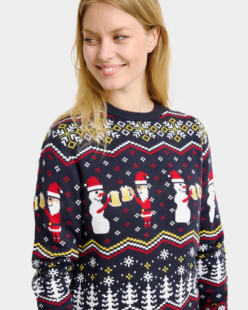 Maglione Natalizio di Coppia Donna Cheers Santa