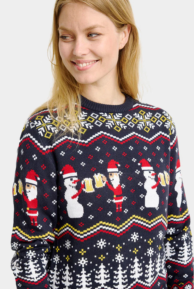 Maglione Natalizio di Coppia Donna Cheers Santa