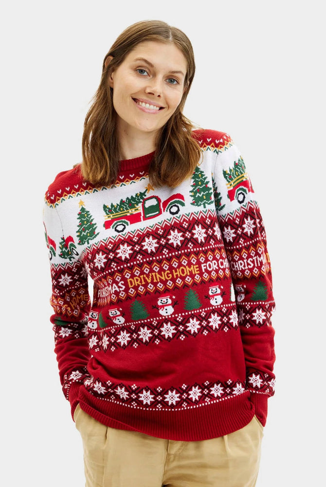Maglione Natalizio di Coppia Driving Home Donna