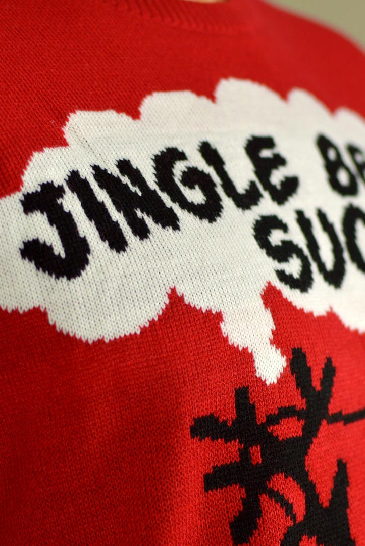 Maglione Natalizio 3D Coppia Jingle Bells Suck Rosso con Campanelli