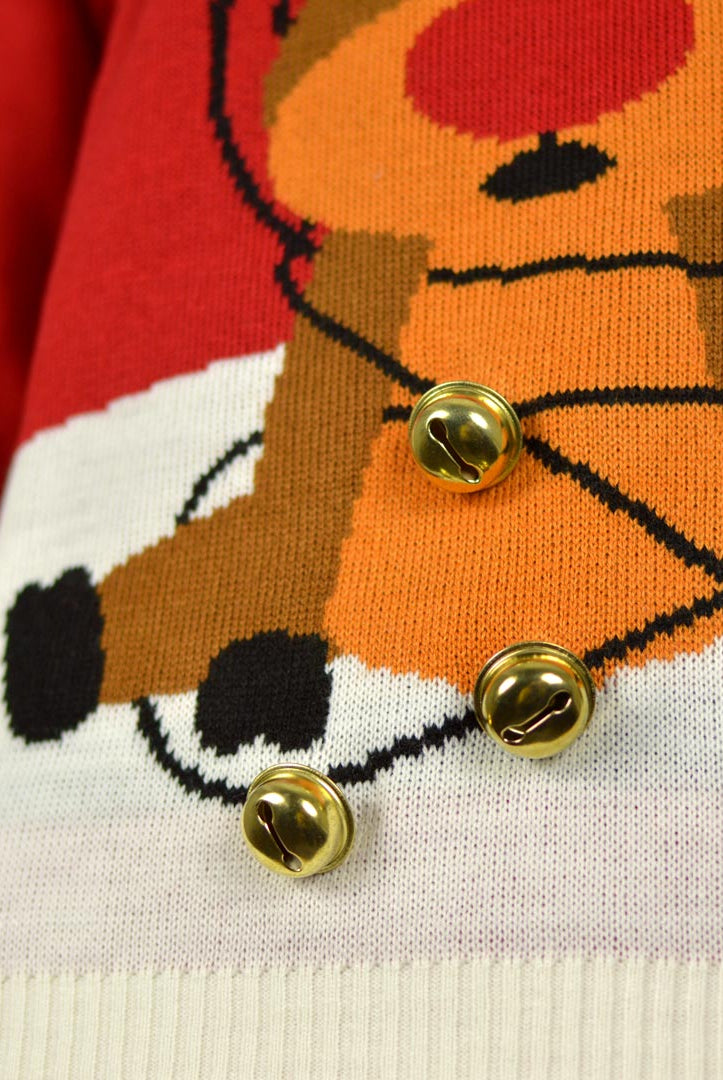 Maglione Natalizio Coppia Jingle Bells Suck Rosso con Campanelli 3D