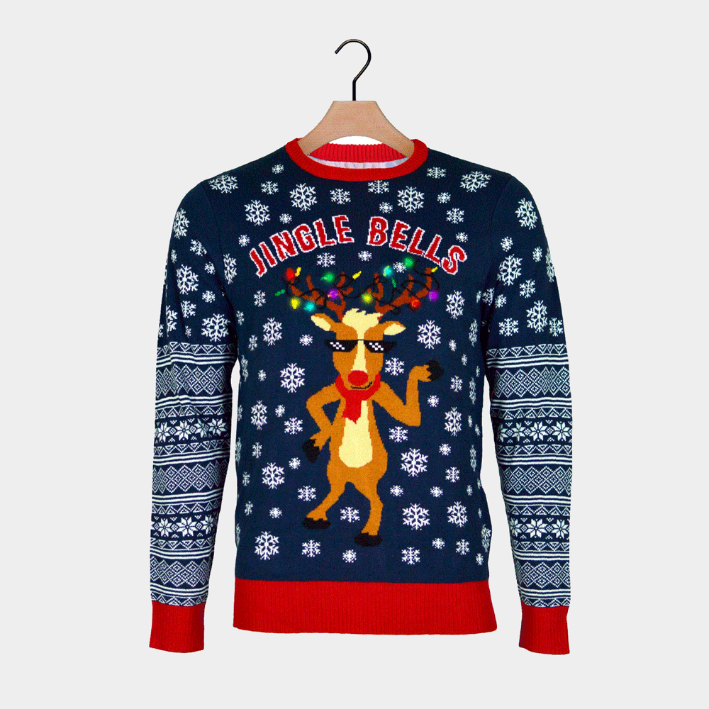 Maglione Natalizio di Coppia con Luci LED Jingle Bells