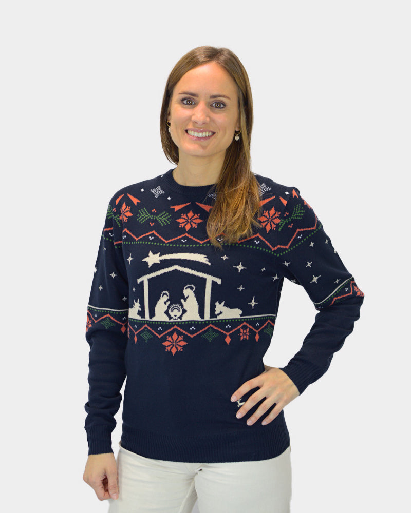 Maglione Natalizio da Coppia Nativity Donna