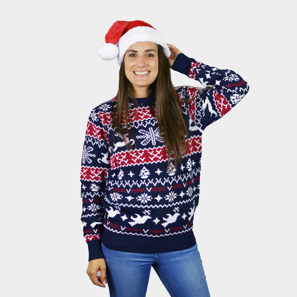 Maglione Natalizio di Coppia Renne e Motivi Natalizi donna