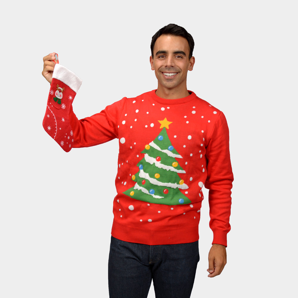 Maglione Natalizio Uomo Coppia Rosso Albero di Natale