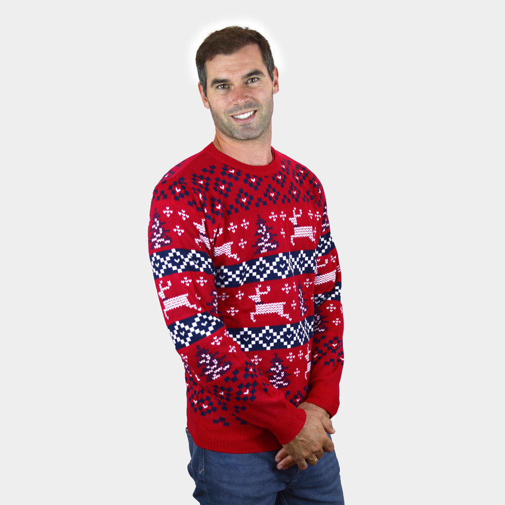 Uomo Maglione Natalizio di Coppia Rosso Canada