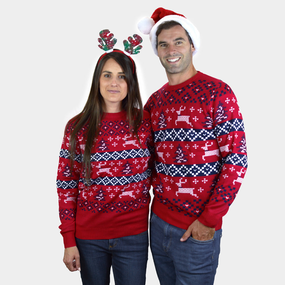 Maglione Natalizio di Coppia Rosso Canada